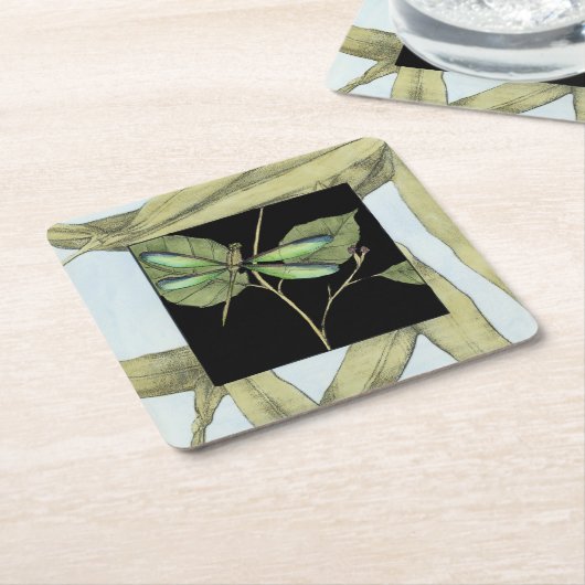 Bladeren met Dragonfly-ingang door Jennifer Goldbe Kartonnen Onderzetters (Schuin)