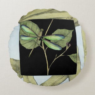 Bladeren met Dragonfly-ingang door Jennifer Goldbe Rond Kussen