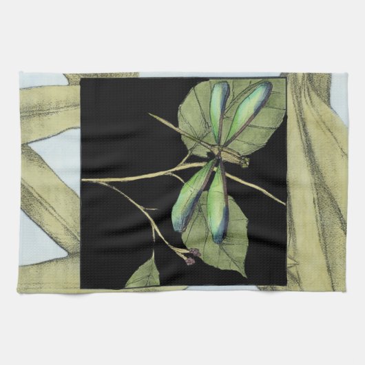 Bladeren met Dragonfly-ingang door Jennifer Goldbe Theedoek (Horizontaal)