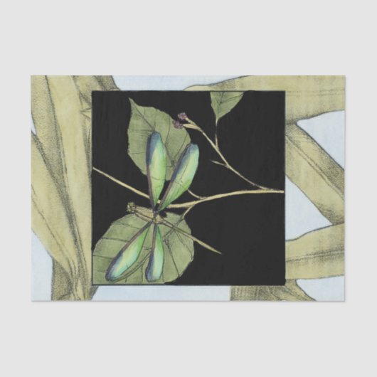 Bladeren met Dragonfly-ingang door Jennifer Goldbe Tissuepapier (Voorkant)