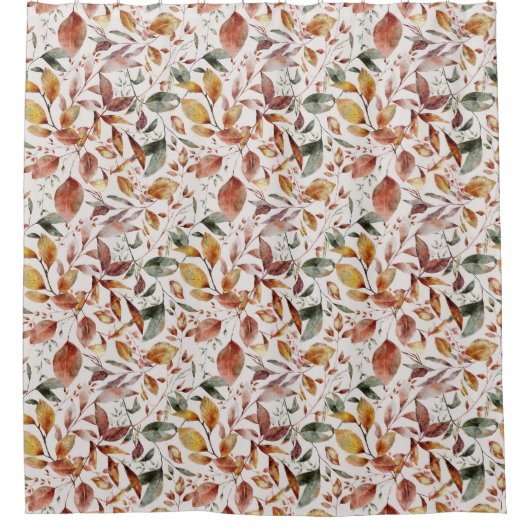 Bladeren met groene Oranje rode gele bladeren Douchegordijn (Voorkant)