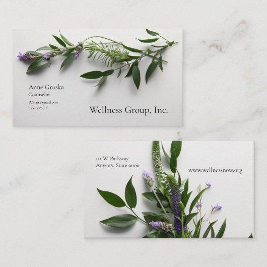 Bladeren met lavendel visitekaartje (Voorkant / Achterkant)