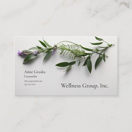 Bladeren met lavendel visitekaartje (Voorkant)