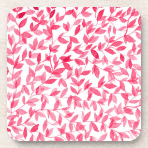 Bladeren met rode waterverf bier onderzetter