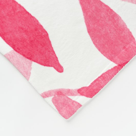 Bladeren met rode waterverf fleece deken (Hoek)