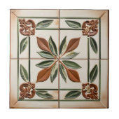Bladeren met terracotta & ivoren kleuren Toscaanse Tegeltje (Voorkant)