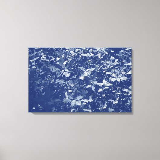 Bladeren met zonlicht - Cyanotype-effect Canvas Afdruk (Voorkant)
