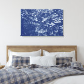 Bladeren met zonlicht - Cyanotype-effect Canvas Afdruk (Insitu (Slaapkamer))