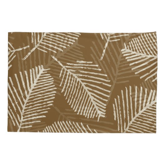 Bladeren monoprint, karamelbruin, naadloos. kussensloop (Achterkant)