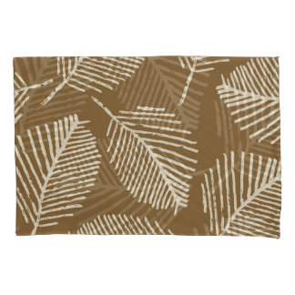 Bladeren monoprint, karamelbruin, naadloos. kussensloop
