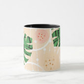 bladeren, monsters, roze, groen, tropisch, palm mok (Midden)