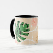 bladeren, monsters, roze, groen, tropisch, palm mok (Voorkant links)