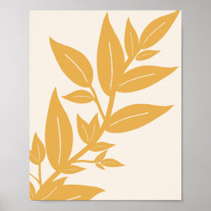 Bladeren mosterdgeel en crème wit botanisch poster