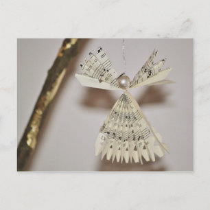 Bladeren Muzieknoten Kerstmis Angel Pearl Feestdagenkaart