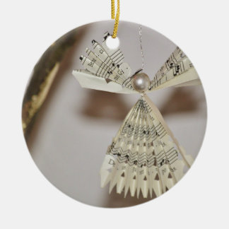 Bladeren Muzieknoten Kerstmis Angel Pearl Keramisch Ornament