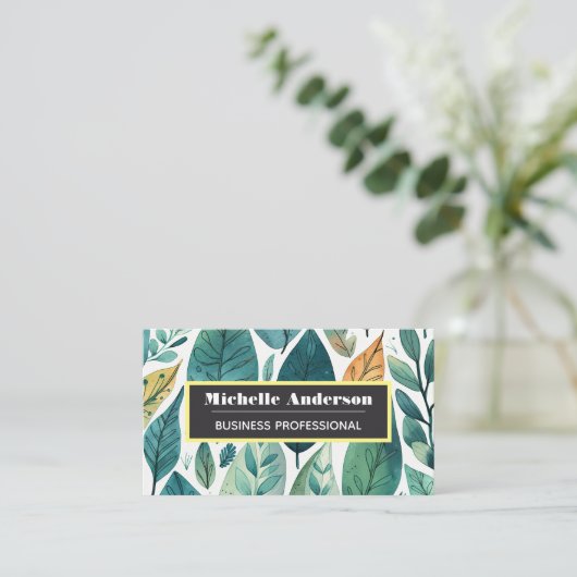 Bladeren Natuur Patroon Achtergrond Visitekaartje (Staand voorkant)
