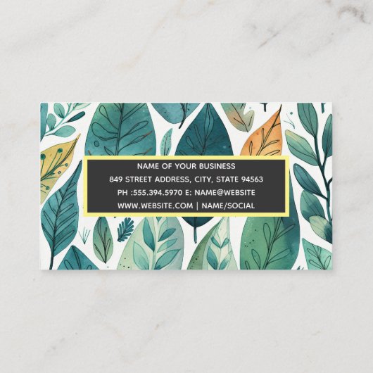 Bladeren Natuur Patroon Achtergrond Visitekaartje (Achterkant)