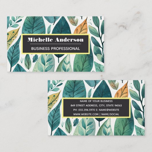Bladeren Natuur Patroon Achtergrond Visitekaartje (Voorkant / Achterkant)