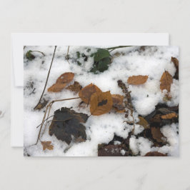 Bladeren op de sneeuwvakantiekaart feestdagenkaart