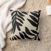 Bladeren op grote schaal op zwart-wit kussen (Deken)