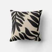 Bladeren op grote schaal op zwart-wit kussen (Achterkant)