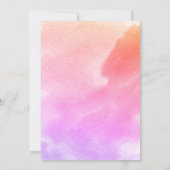 Bladeren op roze waterverf kalligrafie bruiloft kaart (Achterkant)