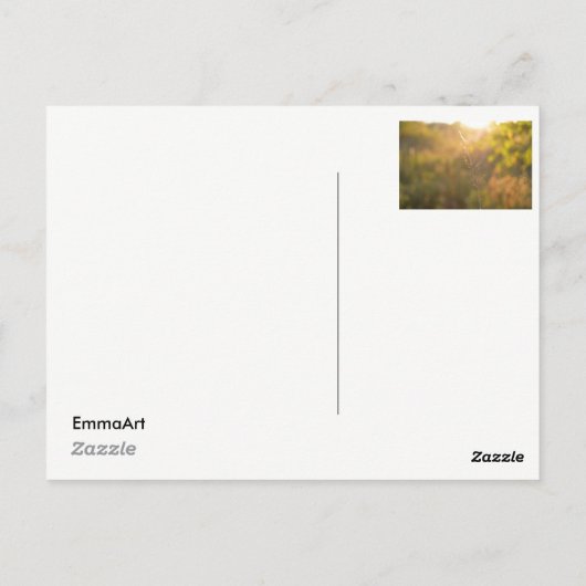 Bladeren op zonsondergang briefkaart (Achterkant)