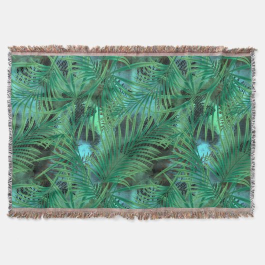 Bladeren, palm, bomen, groen, blauw, tropisch deken (Voorkant)
