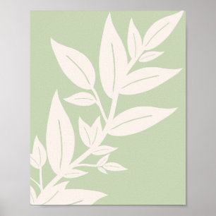 Bladeren pastelgroen poster