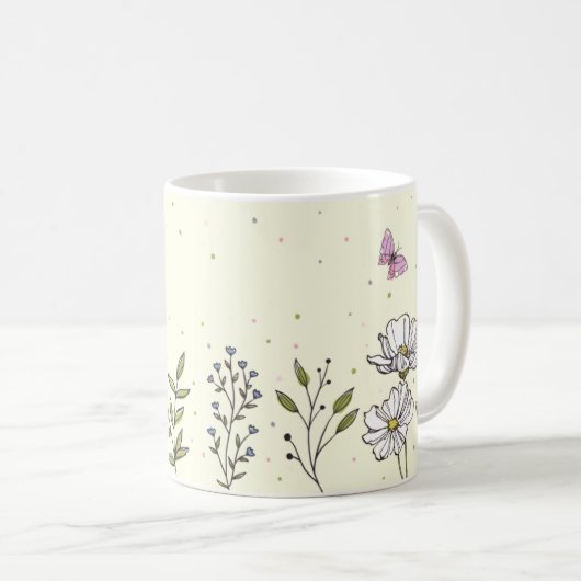Bladeren & pastels | Schattigee Floral Coffee Mok (Voorkant rechts)