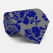 Bladeren patroon.13.bw Grijze BG Stropdas (Opgerold)