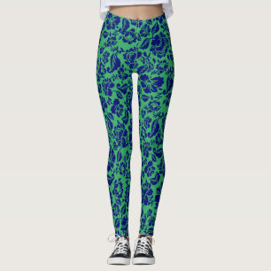 Bladeren patroon.13.bw Groene BG Leggings