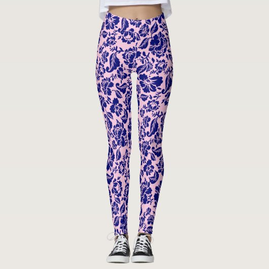 Bladeren patroon.13.bw Roze BG Leggings (Voorkant)