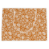 Bladeren patroon 14b. zwart DOrange BG Groot Cadeauzakje (Voorkant)