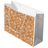 Bladeren patroon 14b. zwart DOrange BG Groot Cadeauzakje (Voorkant Gekanteld)