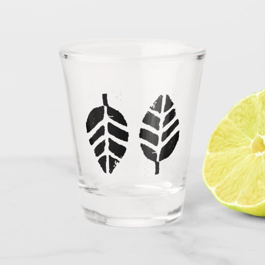 Bladeren Patroon Aardappel Print Shot Glas (Voorkant)