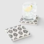 Bladeren Patroon Aardappel Print Stenen Onderzetter (Zijkant)