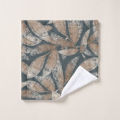 bladeren patroon bruin rokerig zwart bad handdoek (Wasdoekje)