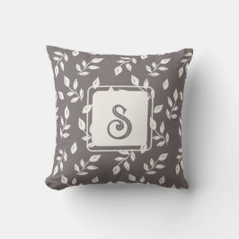 Bladeren Patroon in wit en grijs Kussen