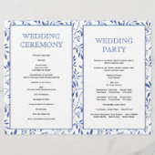 Bladeren patroon, indigoblauw gevouwen trouwprogra (Achterkant)