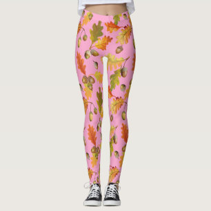 Bladeren Patroon Roze Leggings