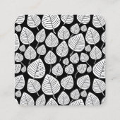 Bladeren patroon - wit en zwart vierkante visitekaartje (Voorkant)