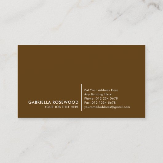 Bladeren Pattern Gold Lijst | Bruine Natuur Kleur Visitekaartje (Achterkant)