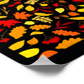 Bladeren Pattern Herfst Design Acorns tarwe Poster (Hoek)