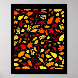 Bladeren Pattern Herfst Design Acorns tarwe Poster