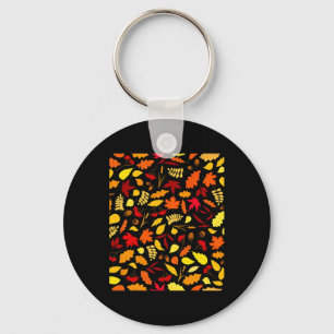 Bladeren Pattern Herfst Design Acorns tarwe Sleutelhanger