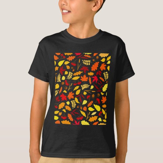 Bladeren Pattern Herfst Design Acorns tarwe T-shirt (Voorkant)