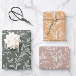 Bladeren Poëzie Aards Olijfkleurige Gloed Moderne  Inpakpapier Vel