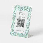 Bladeren & QR-code digitaal menubord op voetstuk Reclamebord Met Voetstuk (Voorkant)