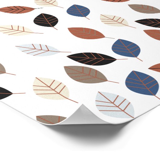 Bladeren Retro Fall Colors patroon Poster (Hoek)